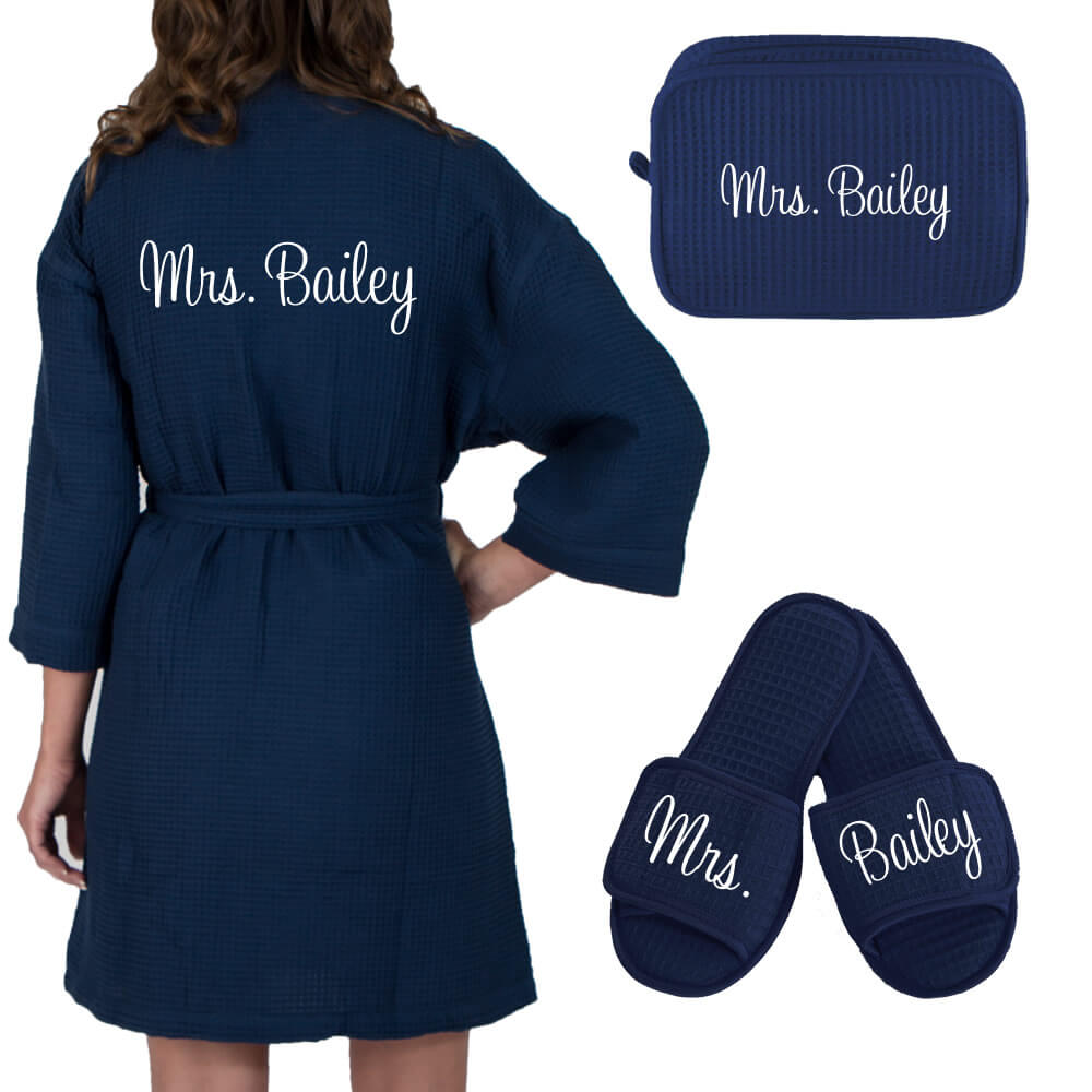 Personalized Bride Waffle Robe Set with Name Personalized Brides