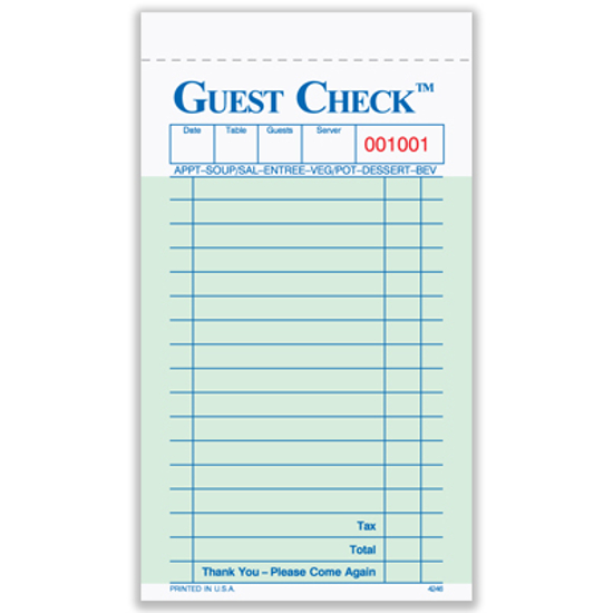 Guest Check 4246 Personalized Forms