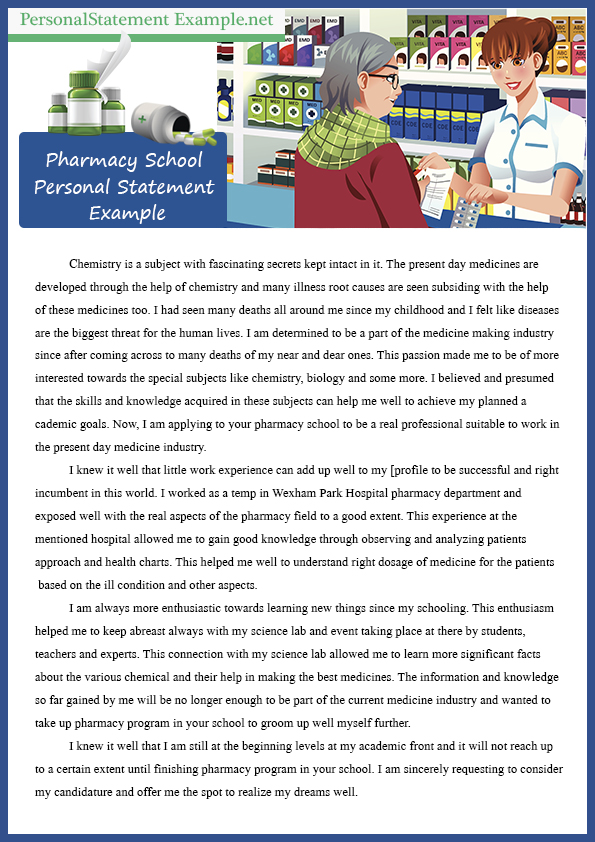 Pharmacy School Professional Personal Statement Sample