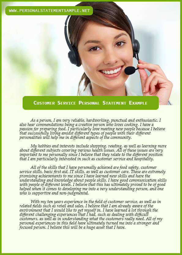 Personal Statement Examples Customer Service How to write a personal