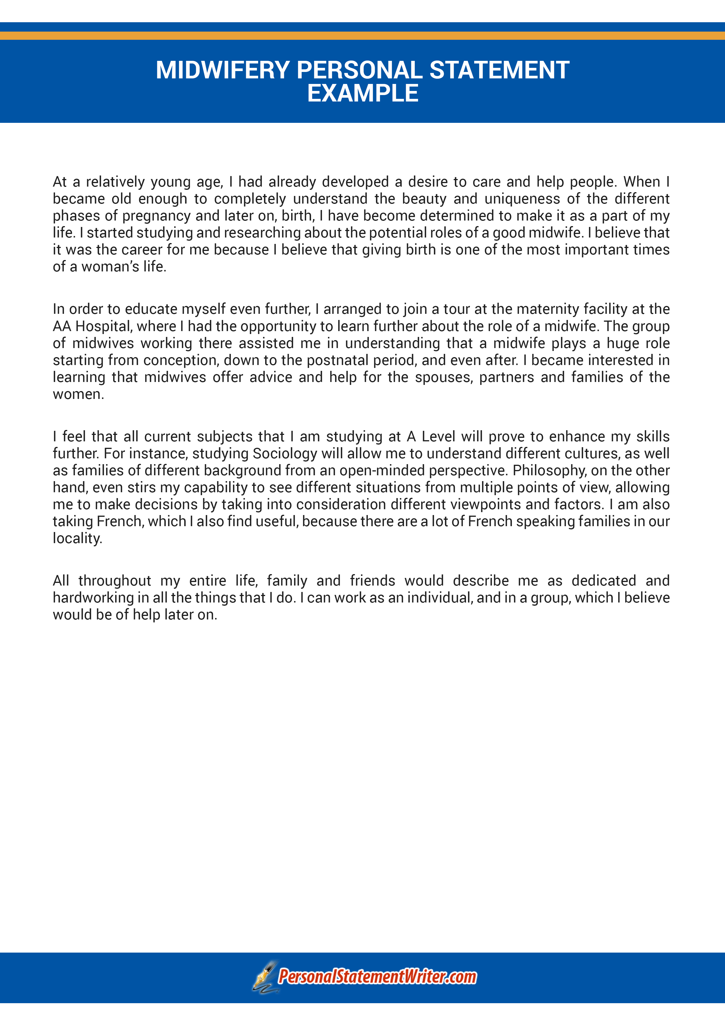 Get Midwifery Personal Statement