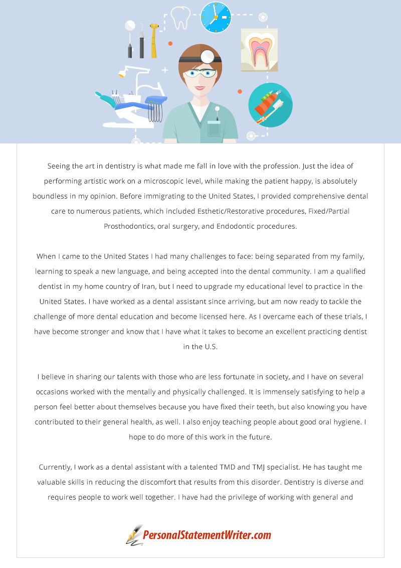 Personal Statement Essay For Dental School Shadowing a Doctor