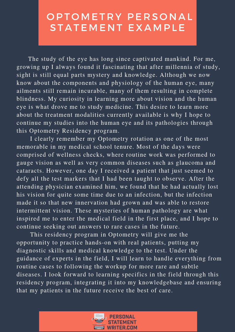 PrimeQuality Optometry Personal Statement 100 Originality