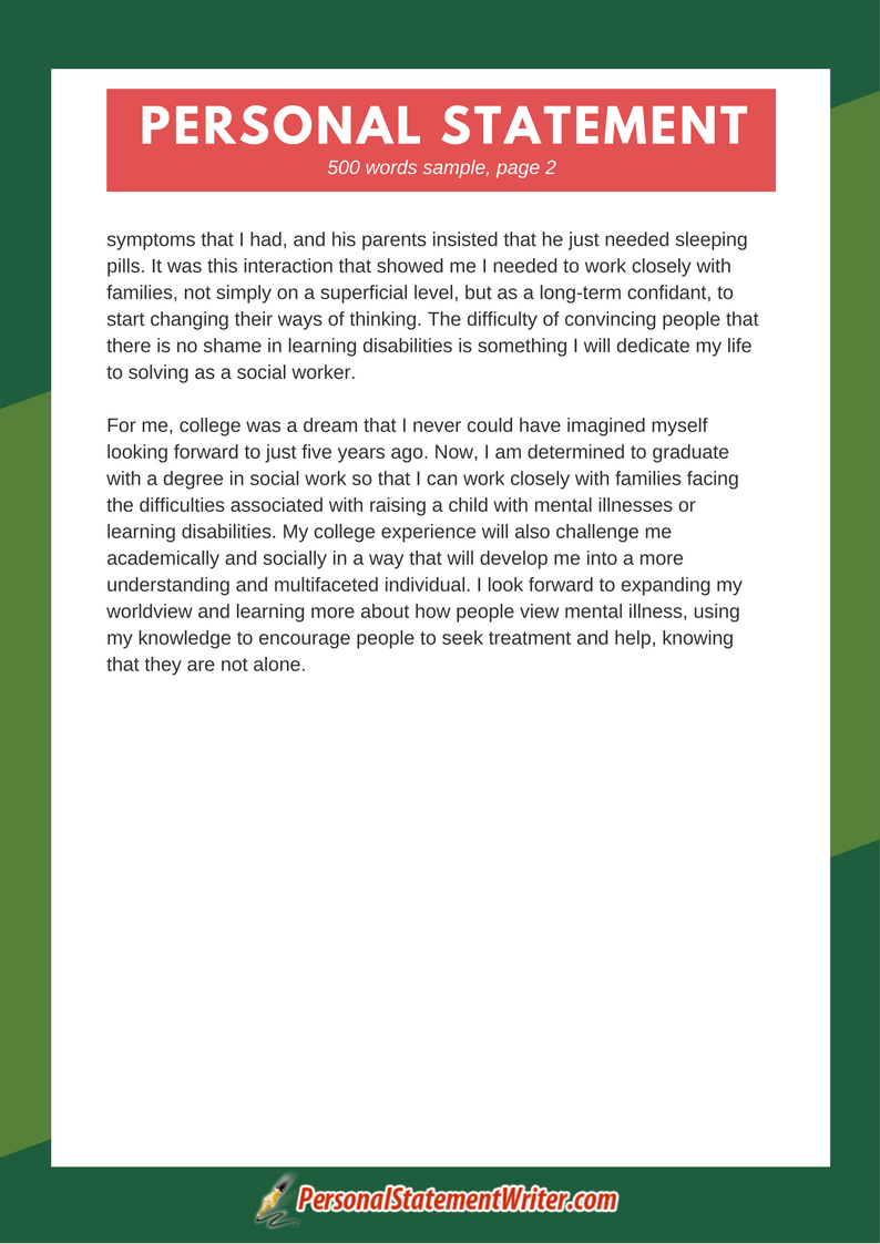 Professional and Best 500 Word Personal Statement Samples Online