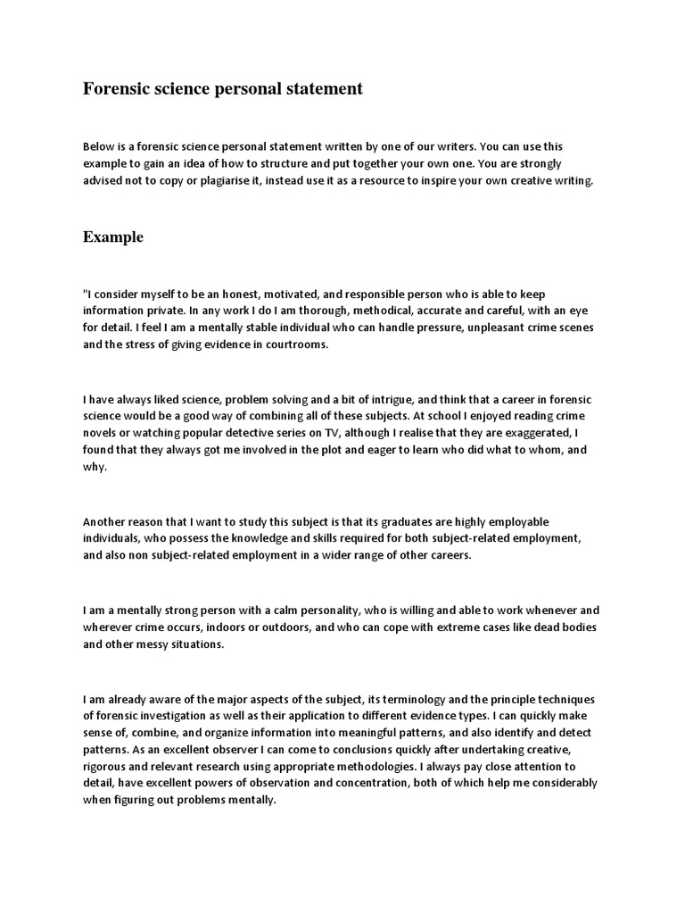 Step by Step Guide on Writing Forensic Science Personal Statement