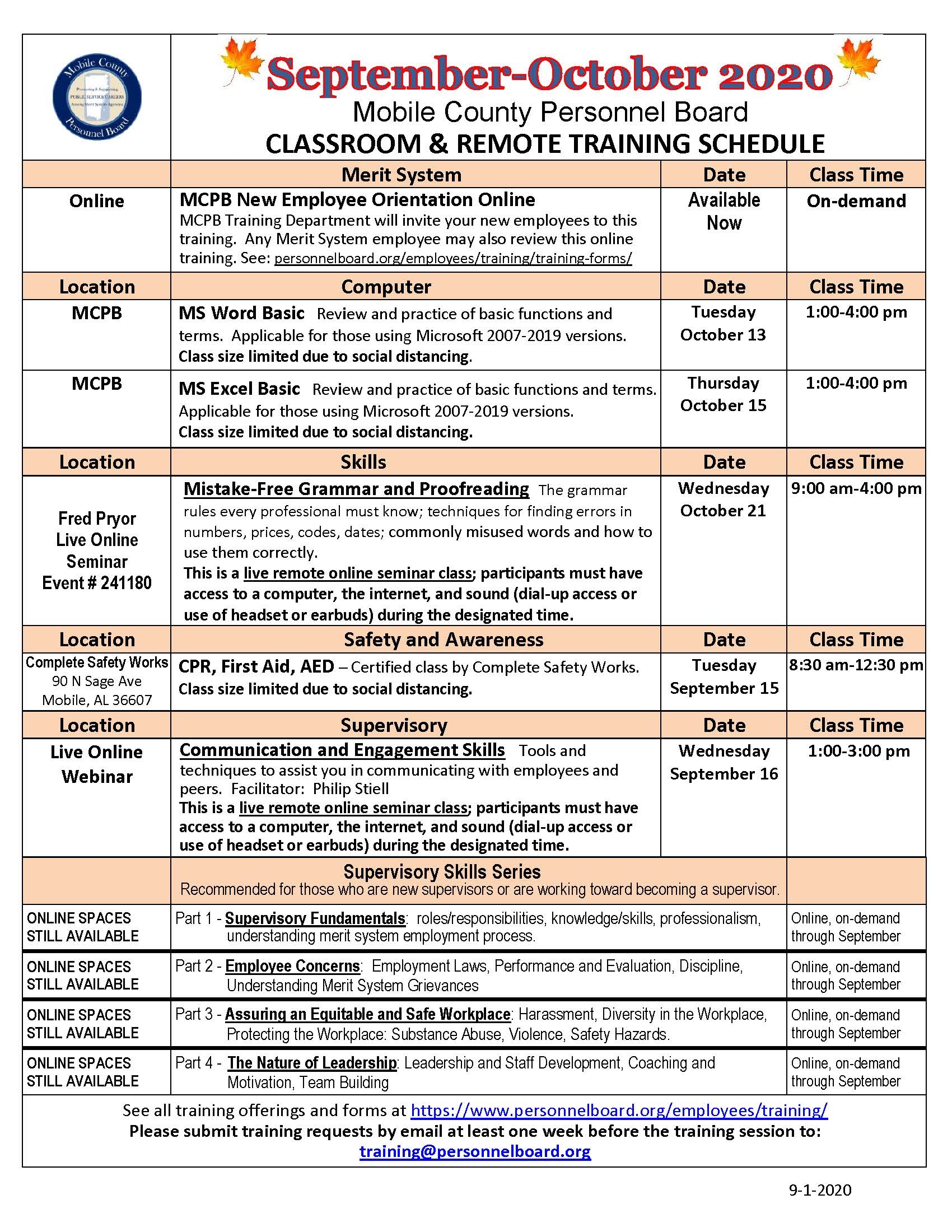 Training Forms Mobile County Personnel Board
