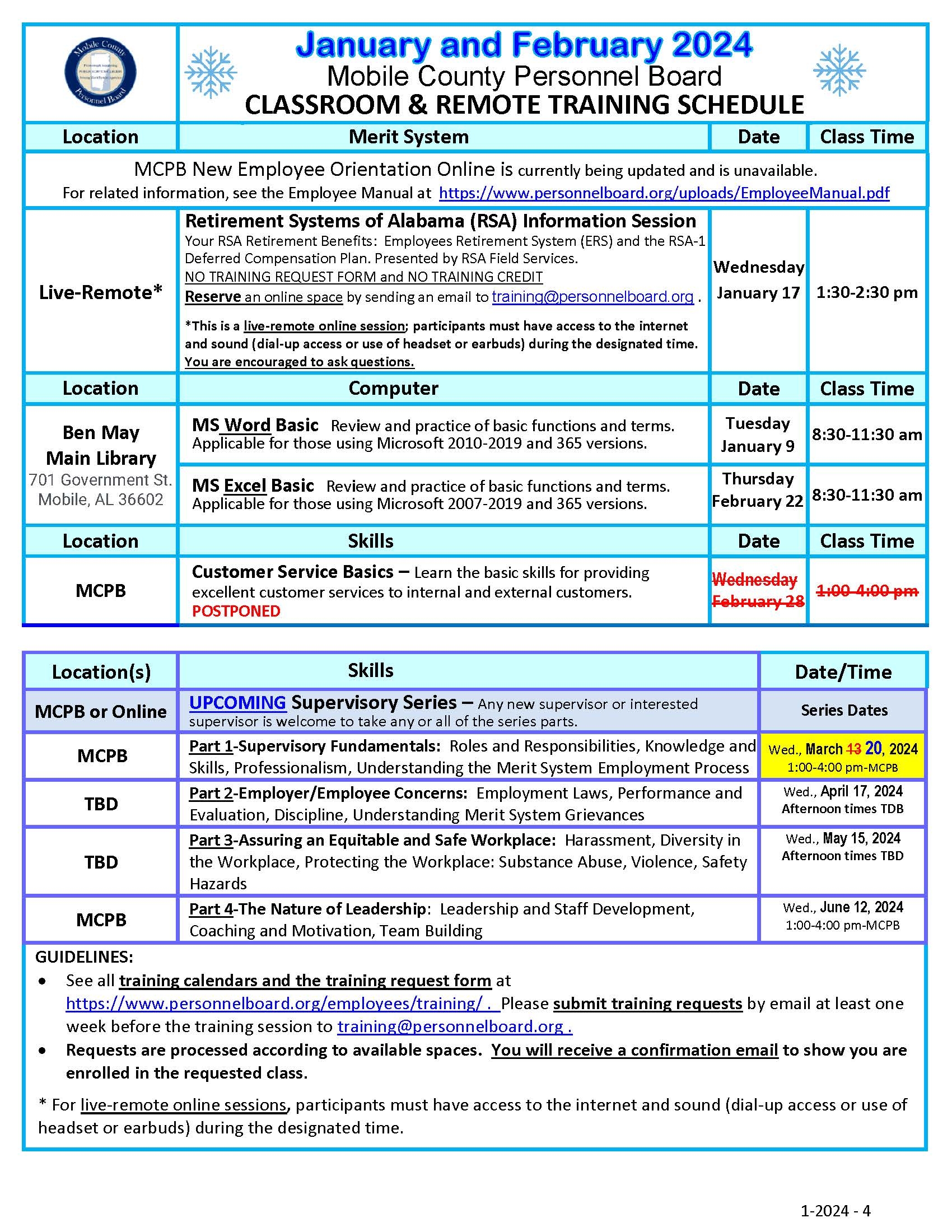 Training Forms Mobile County Personnel Board