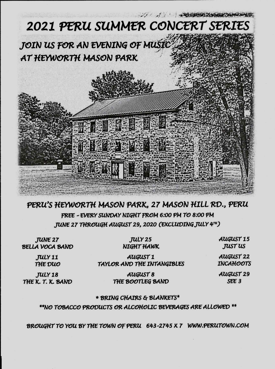 Concert Schedule 2021 The Peru Gazette