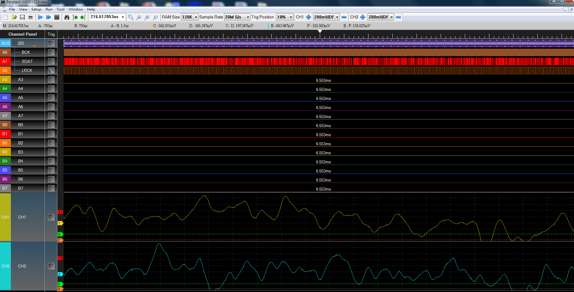 PLA32128200MS/s 128K Memory per Channel 32 Channel Perytech Logic Analyzer Electrical Testing