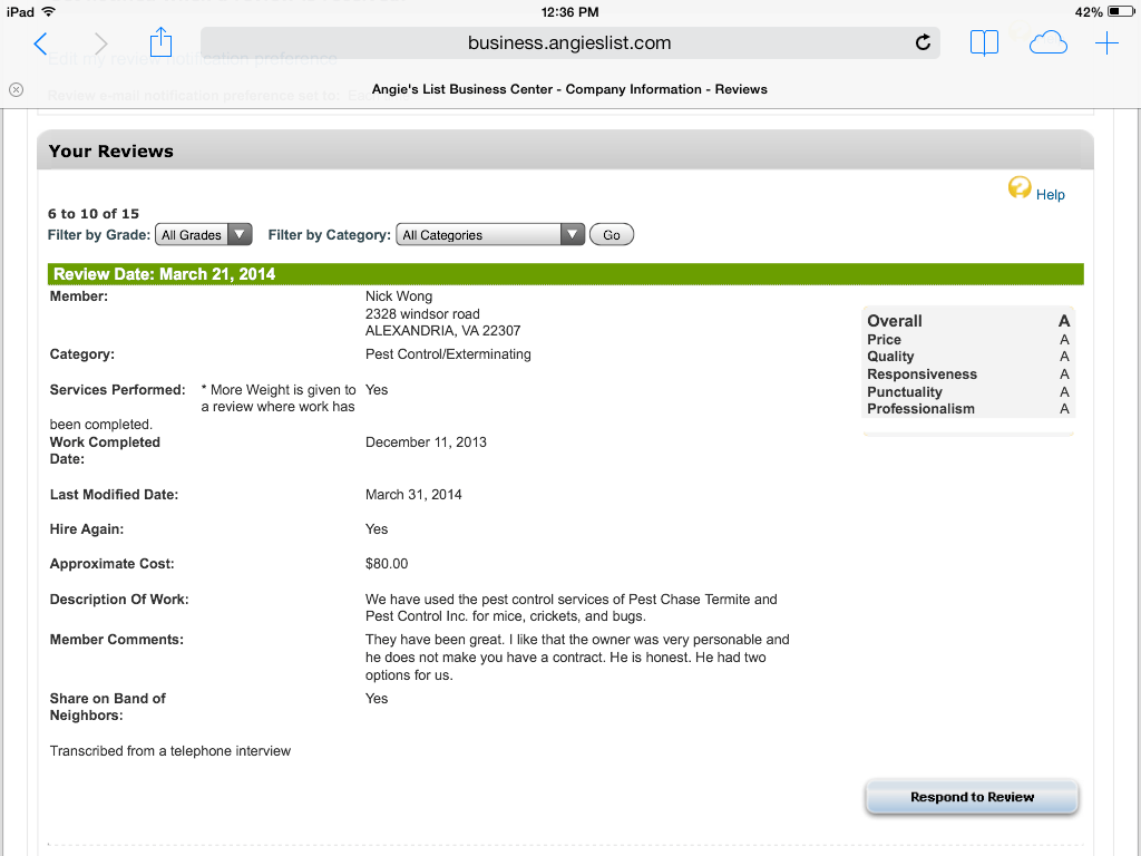 Alexandria VA Good Pest Control Companies