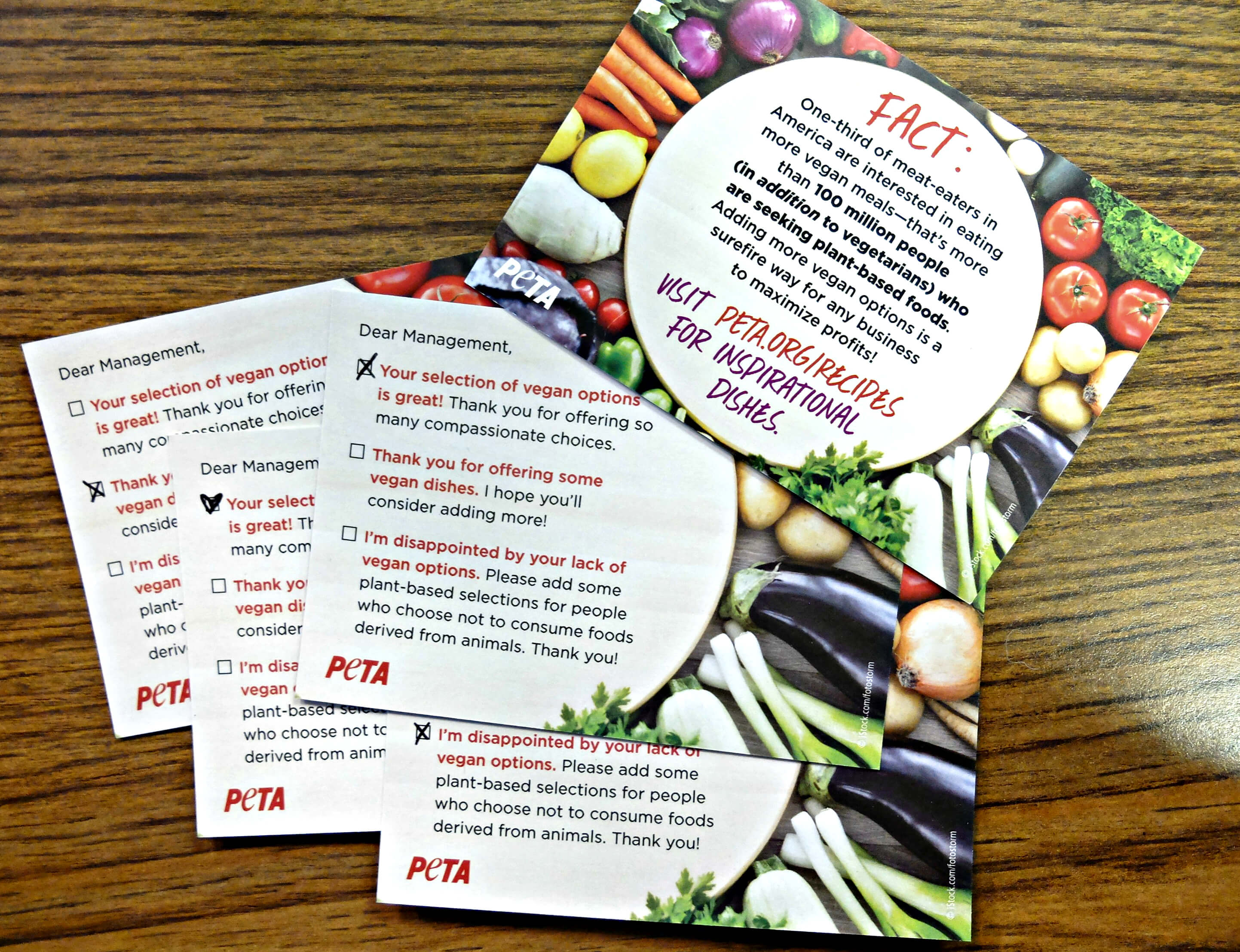 Get Your Free Restaurant Comment Cards! PETA