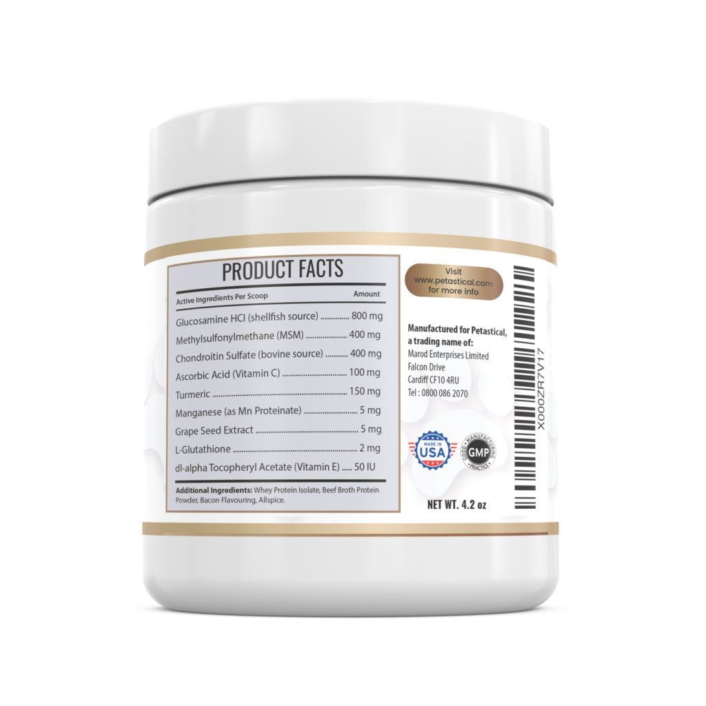 Petastical Hip and Joint Powder Supplement for Dogs (120 Scoops