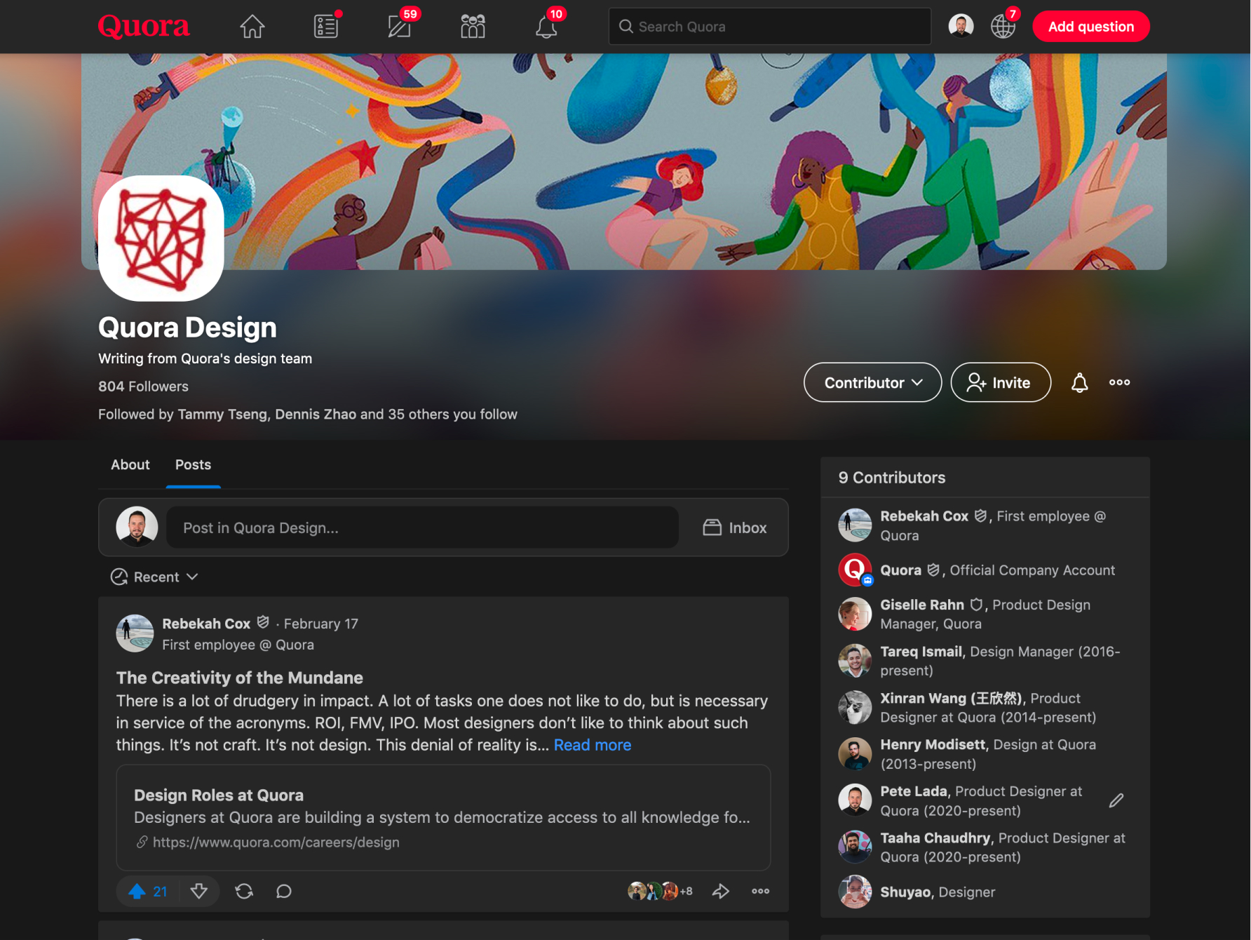 Pete Lada Product design generalist Quora Dark Mode