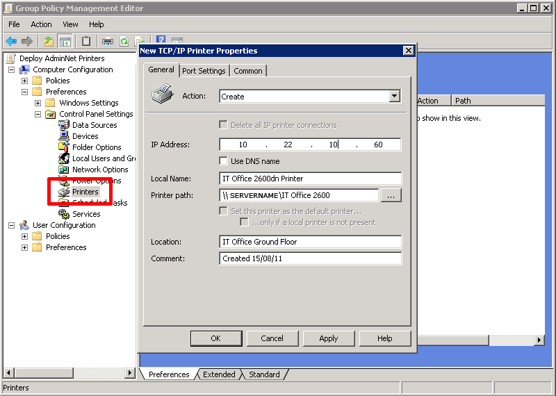 KB0000492 Deploying Printers with Group Policy