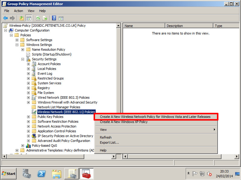 Configure Wireless Network Settings via Group Policy