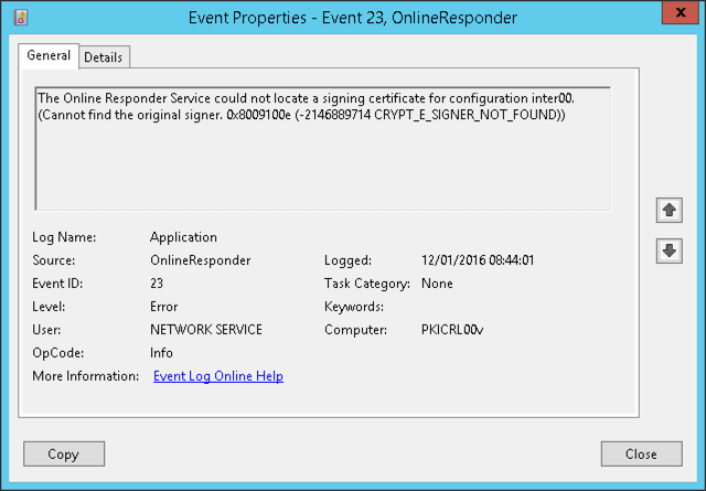 OCSP Server Bad Signing Certificate On Array Controller