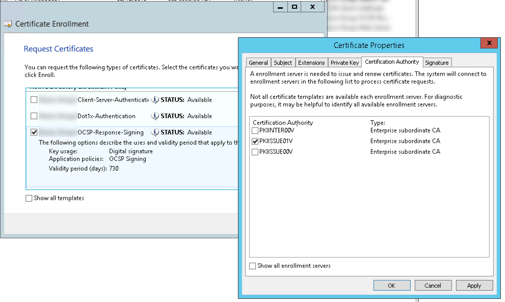 OCSP Server Bad Signing Certificate On Array Controller
