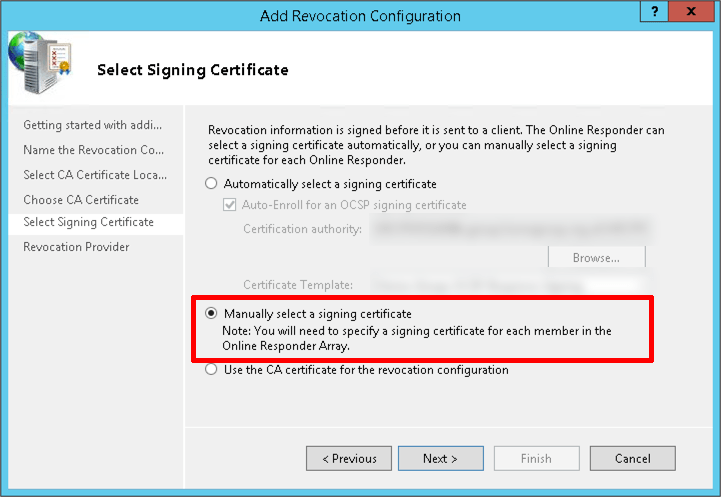 OCSP Server Bad Signing Certificate On Array Controller