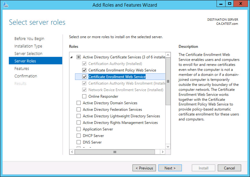 Install and Configure Certificate Enrolment Policy Web