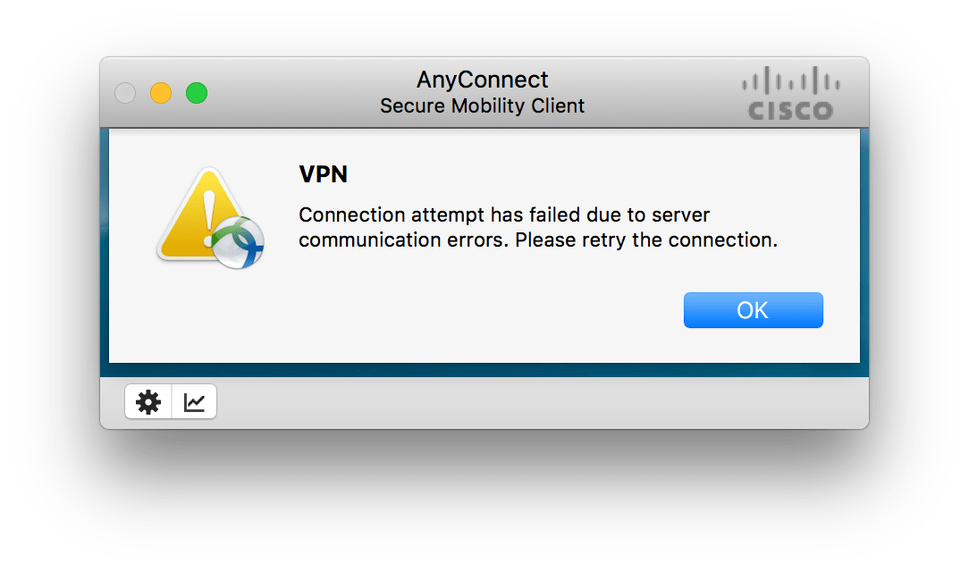 AnyConnect "Connection attempt has failed due to server communication