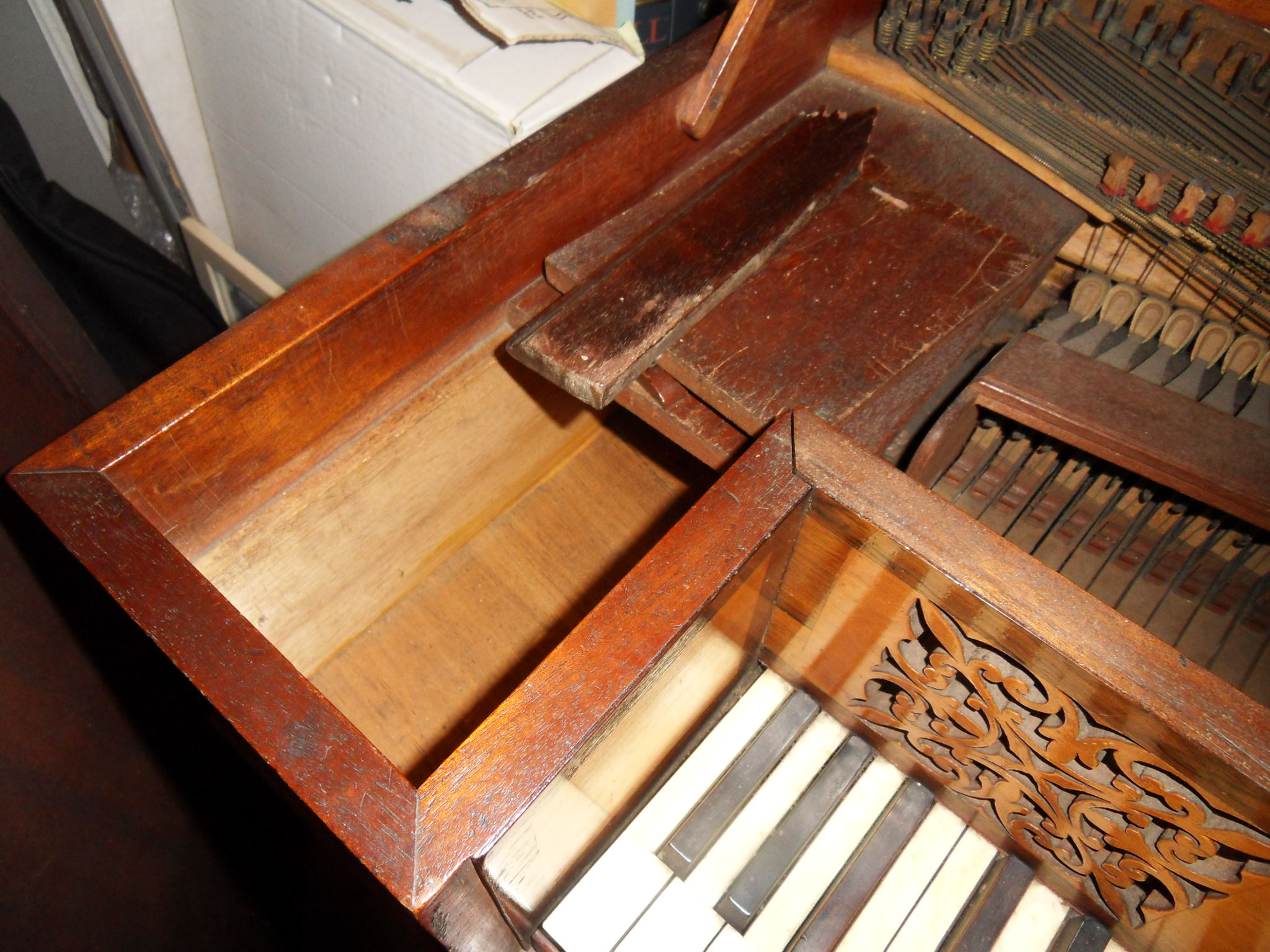 bentside lid and hinges c 1760 mahogany with unpolished