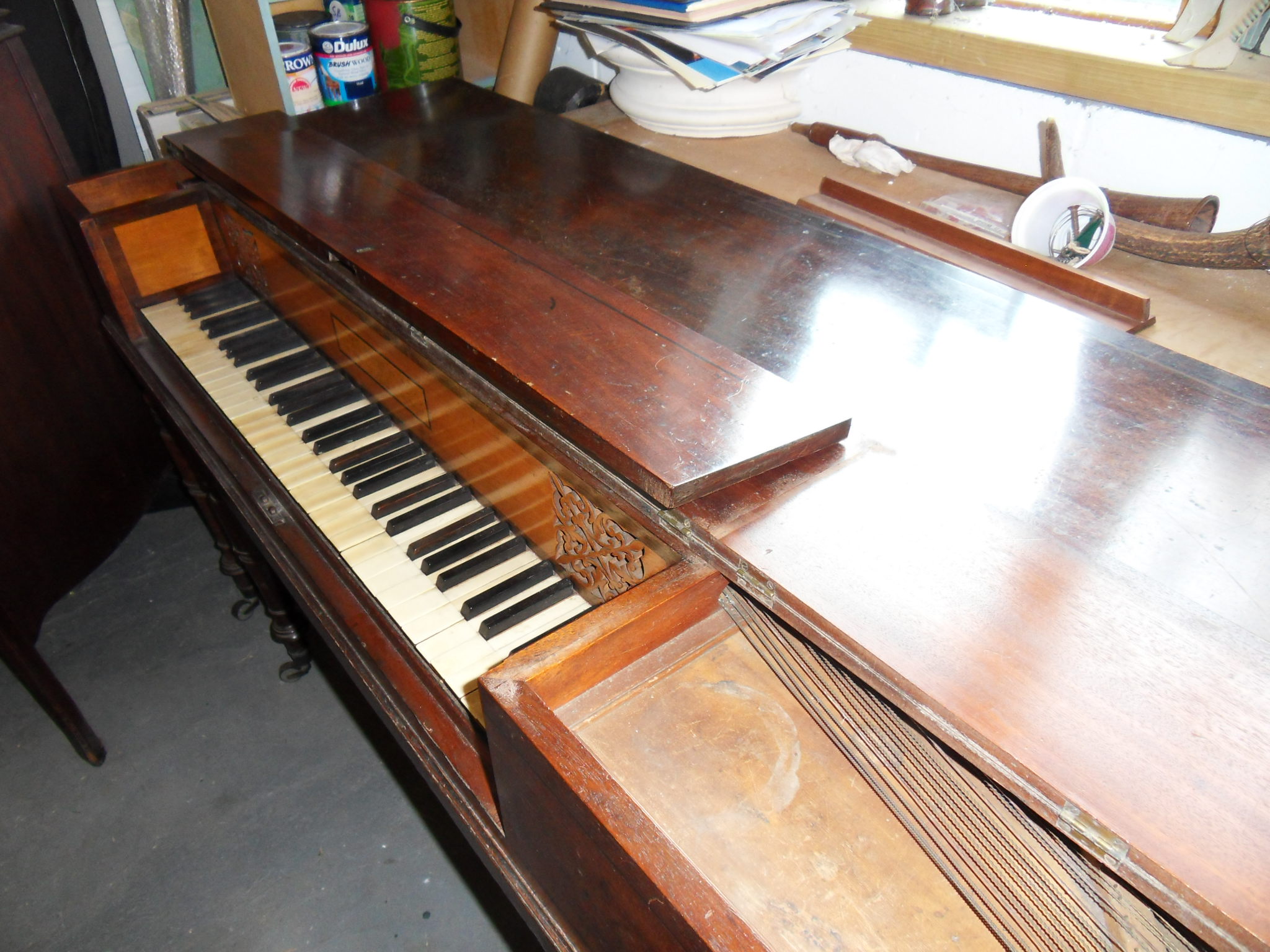 bentside lid and hinges c 1760 mahogany with unpolished