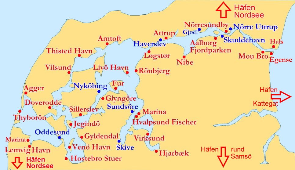 Limfjord Dänemark Karte Häfen Limfjord