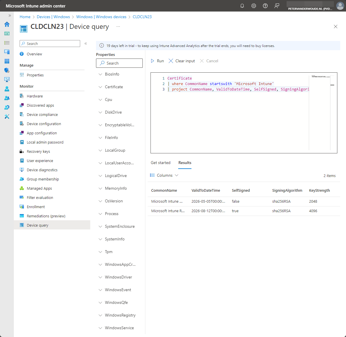 Getting started with Device query All about Microsoft Intune