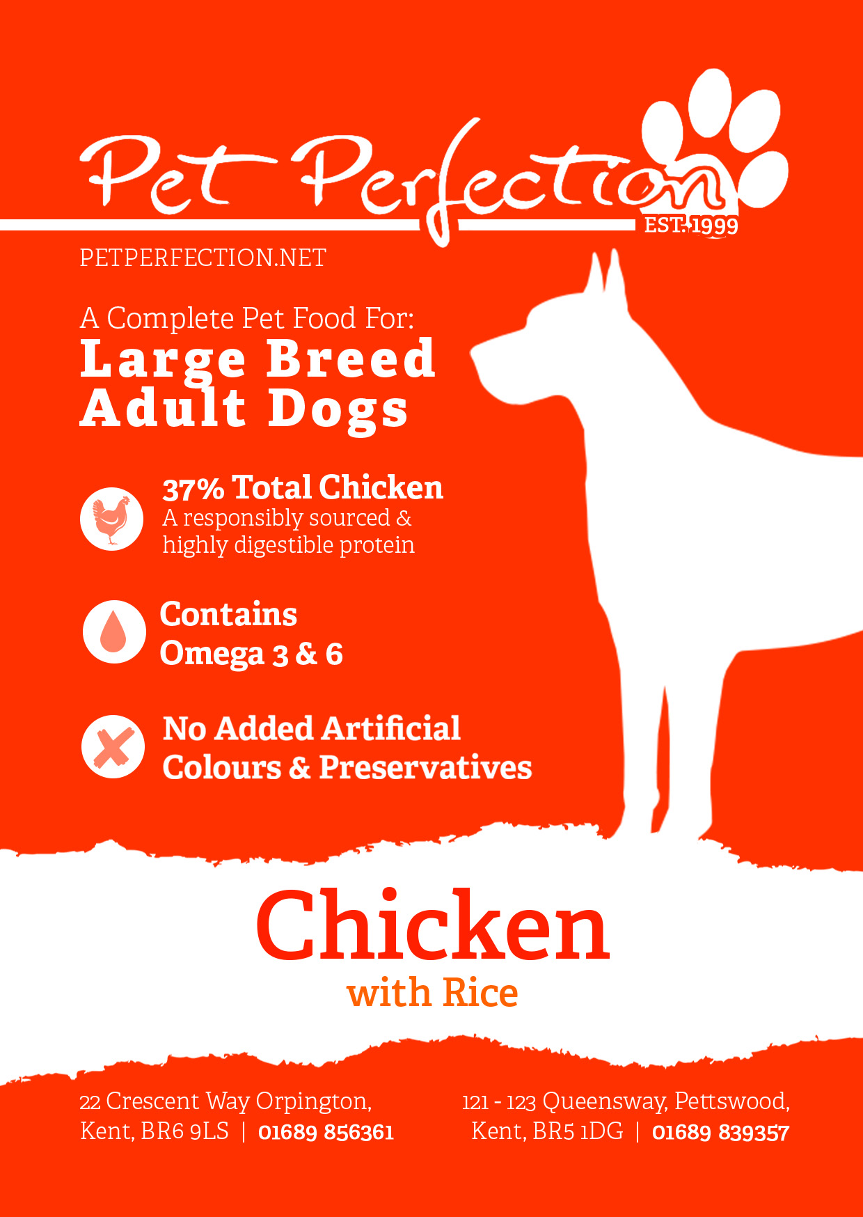 Super Premium Chicken and Rice Adult Large Breed Pet Perfection
