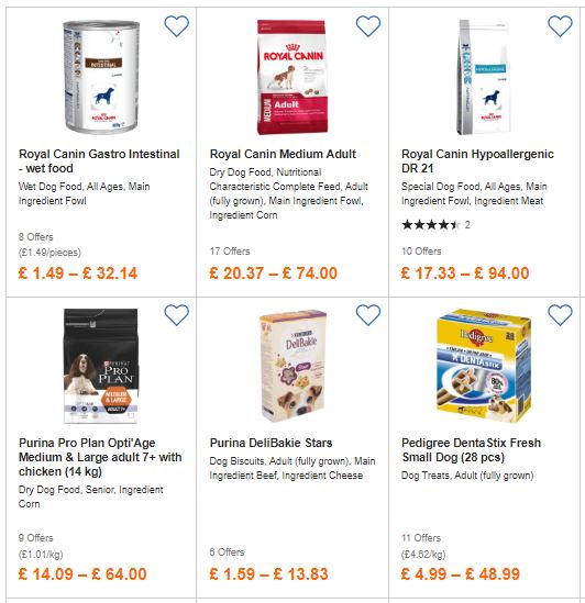 Cheap pet supplies at Idealo