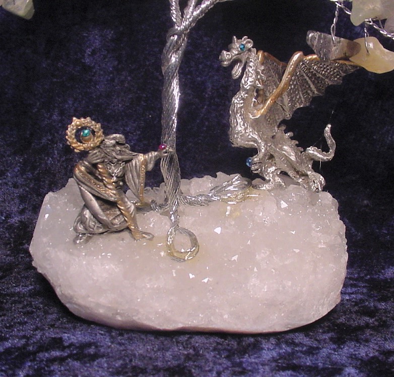Pewter Figures and Figurines Dioramas with Wizards, Dragons, and Knights