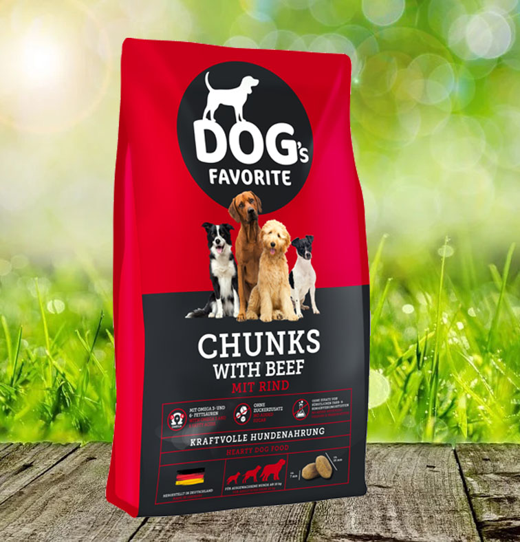 Dogs Favorite Chunks mit Rind pferdhundkatz.de