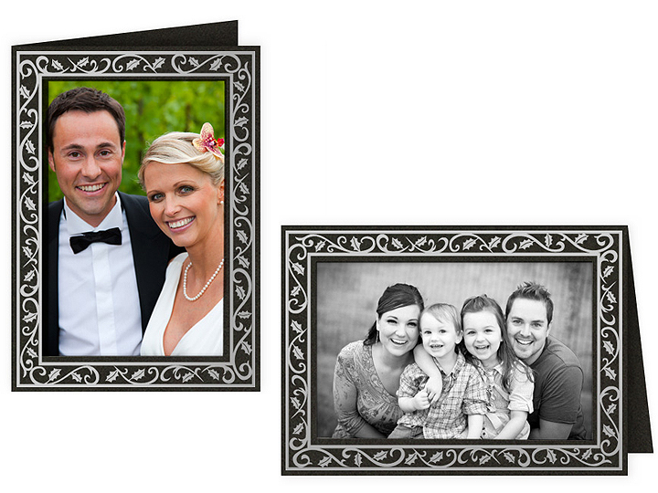 Black Holly Border 4x6 Photo Insert Greeting Cards (10 Pack)