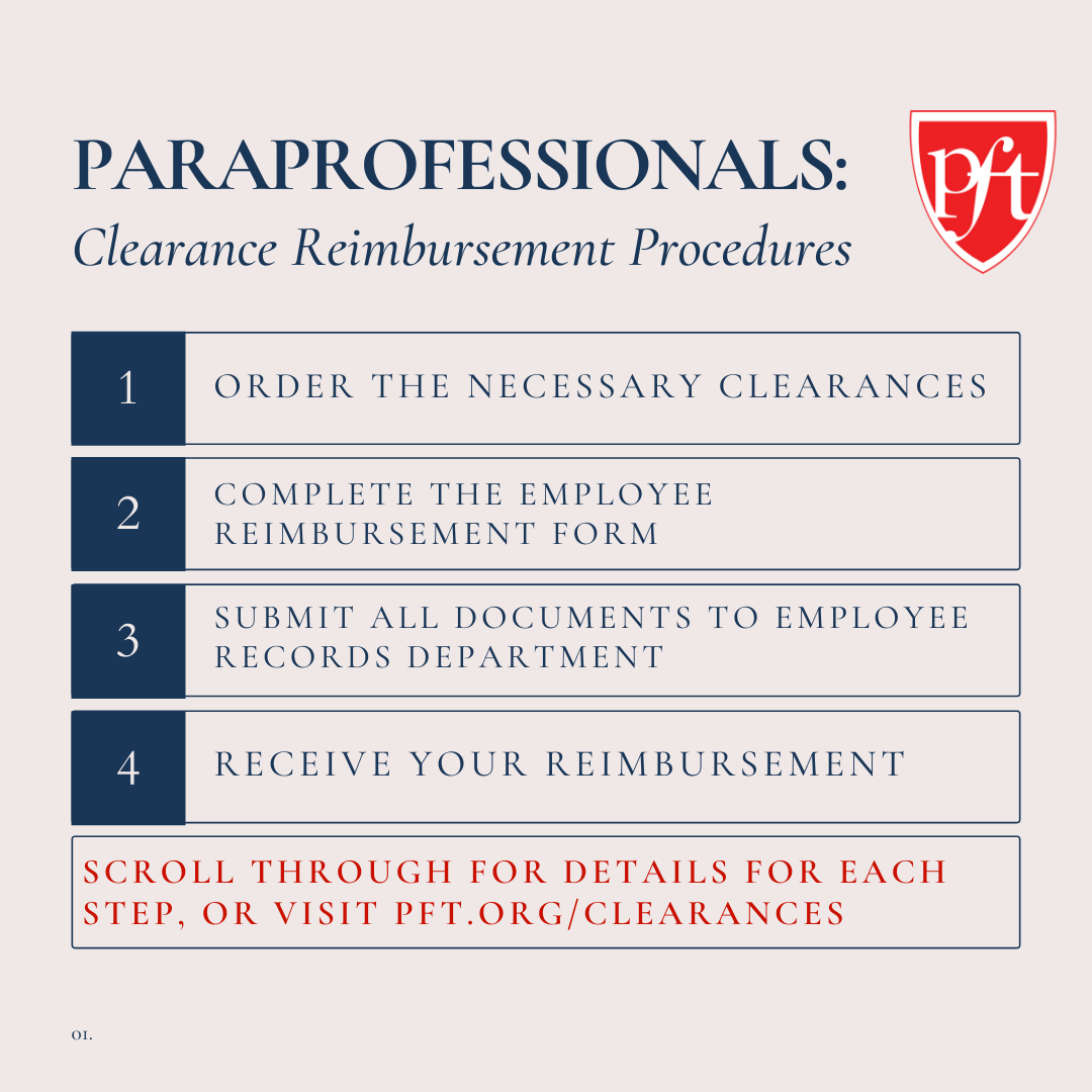 Paraprofessionals Clearance Reimbursement Guidance Philadelphia Federation of Teachers