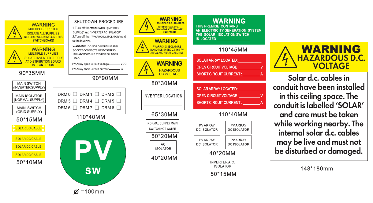 Solar PV Label Kit DeLuxe PGK Distribution