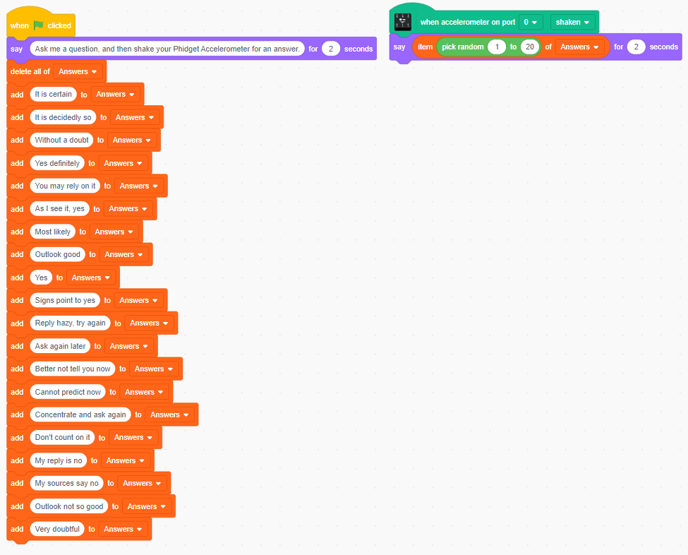 Scratch Magic 8 Ball Phidgets