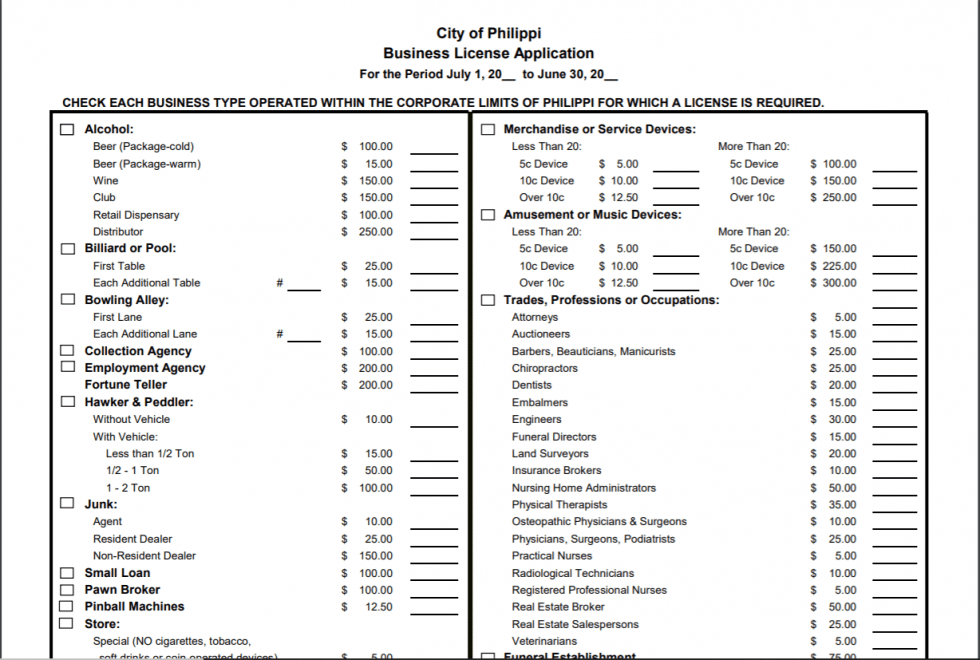 Documents City of Philippi, West Virginia