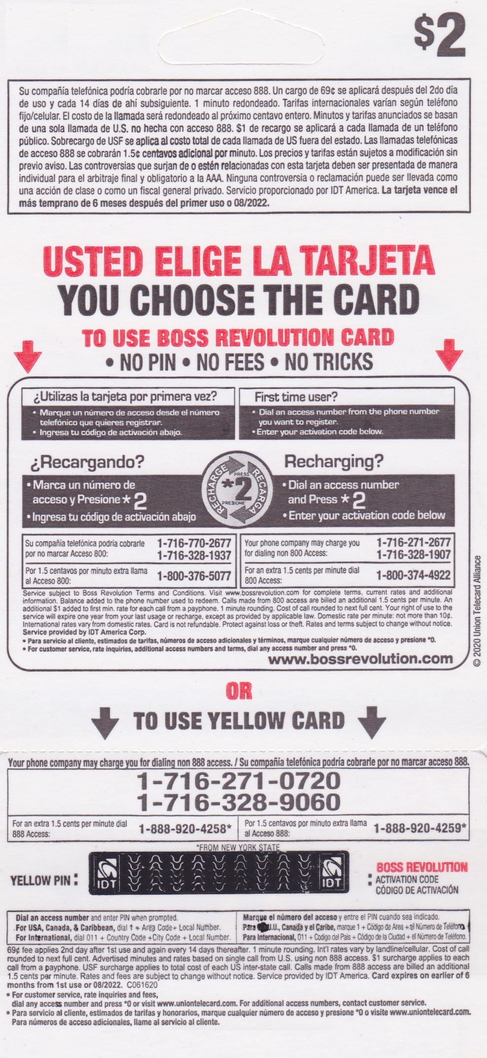 eBay Yellow Boss Revolution card Phone card NY