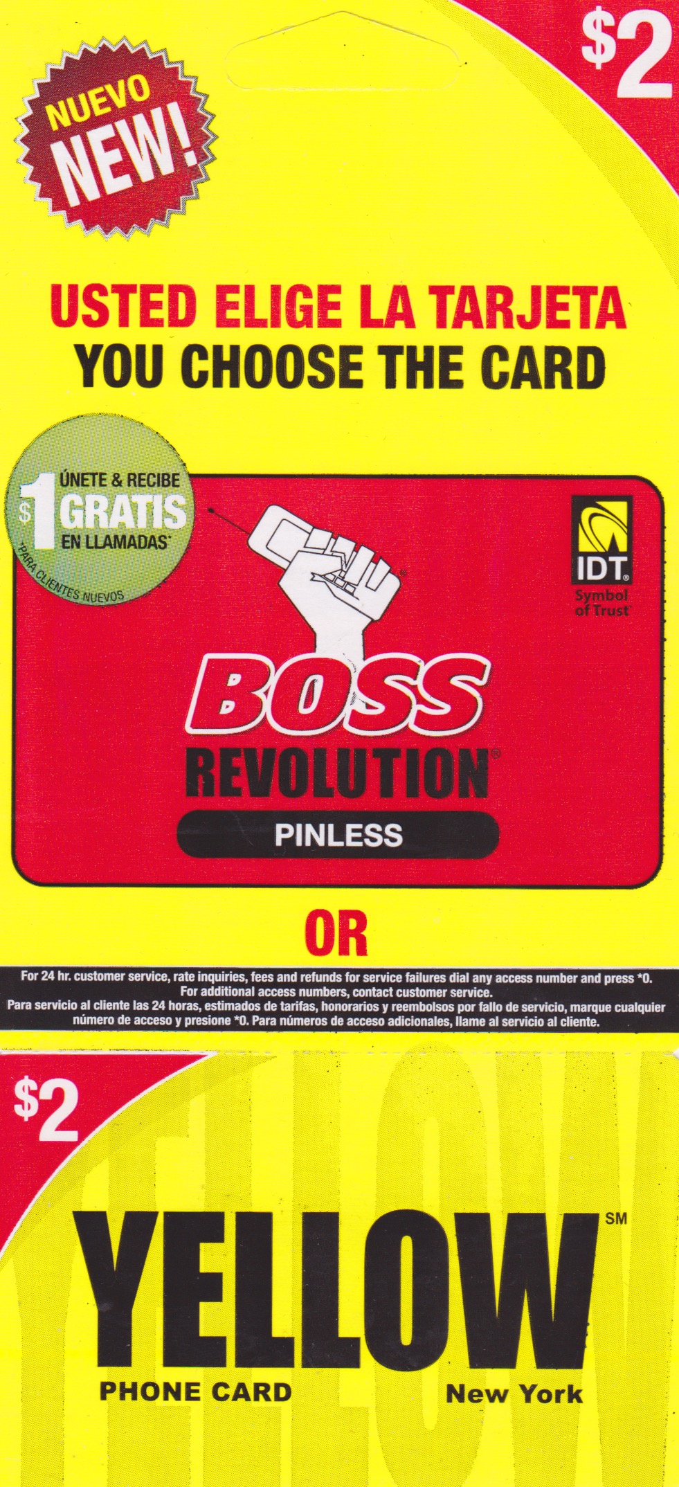 eBay Yellow Boss Revolution card Phone card NY