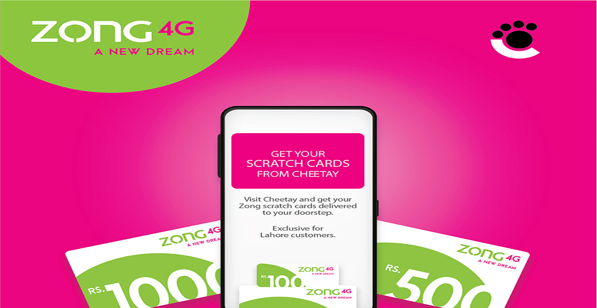 Get your Zong Scratch Cards Delivered at Home with Cheetay PhoneWorld