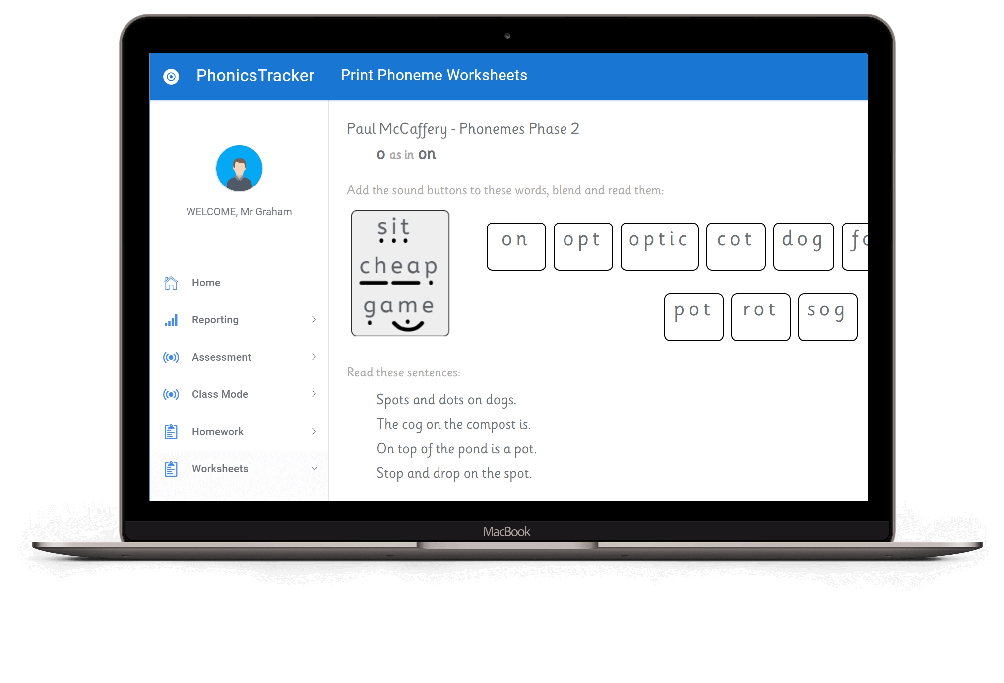 Phonics Tracker Home