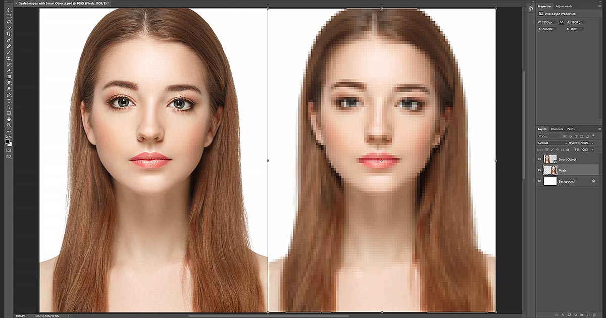 Resizing allows you to make your image smaller or larger without cutting anything out. Resizing an image usually means to stretch and squeeze it as needed so it fits a given size. Resize Images Without Losing Quality with Smart Objects