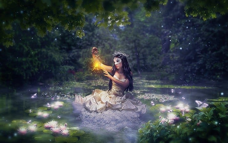 Create a Night Fairy Tale of a Mysterious Girl in