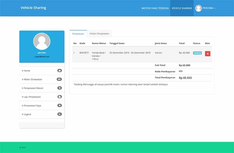 Aplikasi Berbasi Web Penyewaan Motor Dengan PHP dan MysQLI