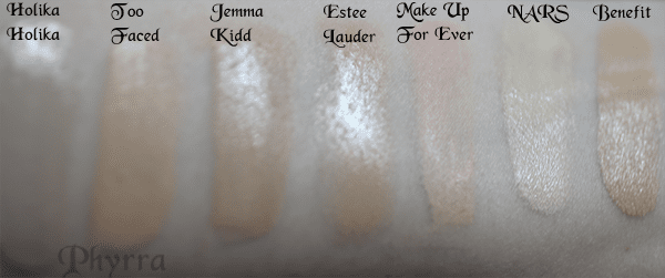 Liquid Foundation Swatch Comparisons on pale skin