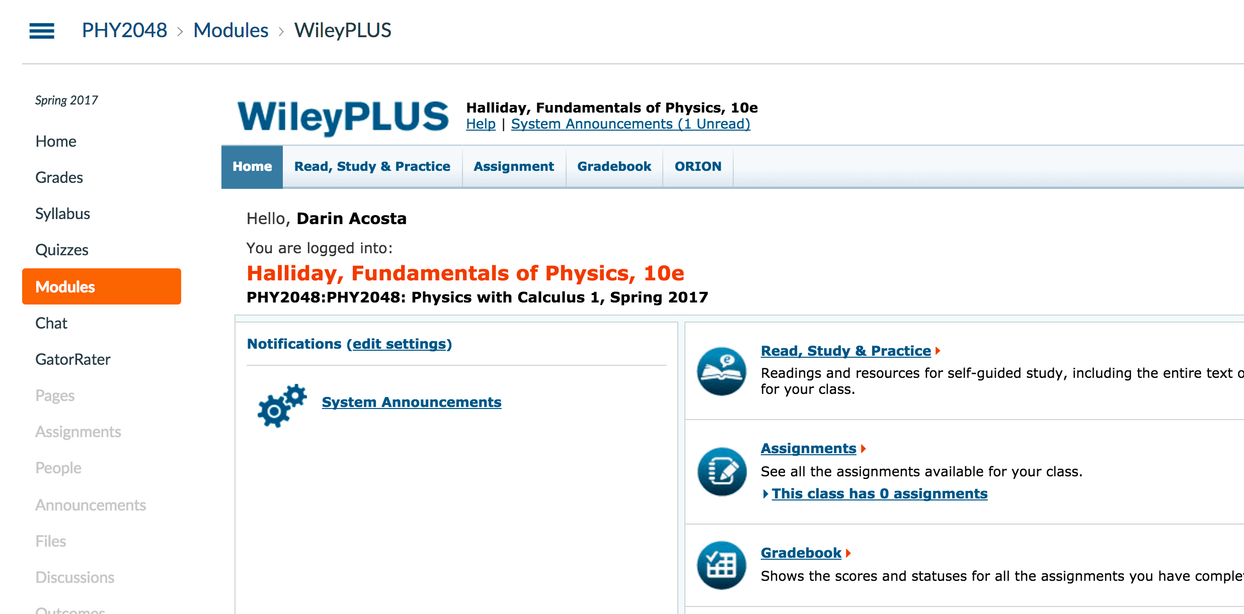 Department of Physics Courses PHY 2048