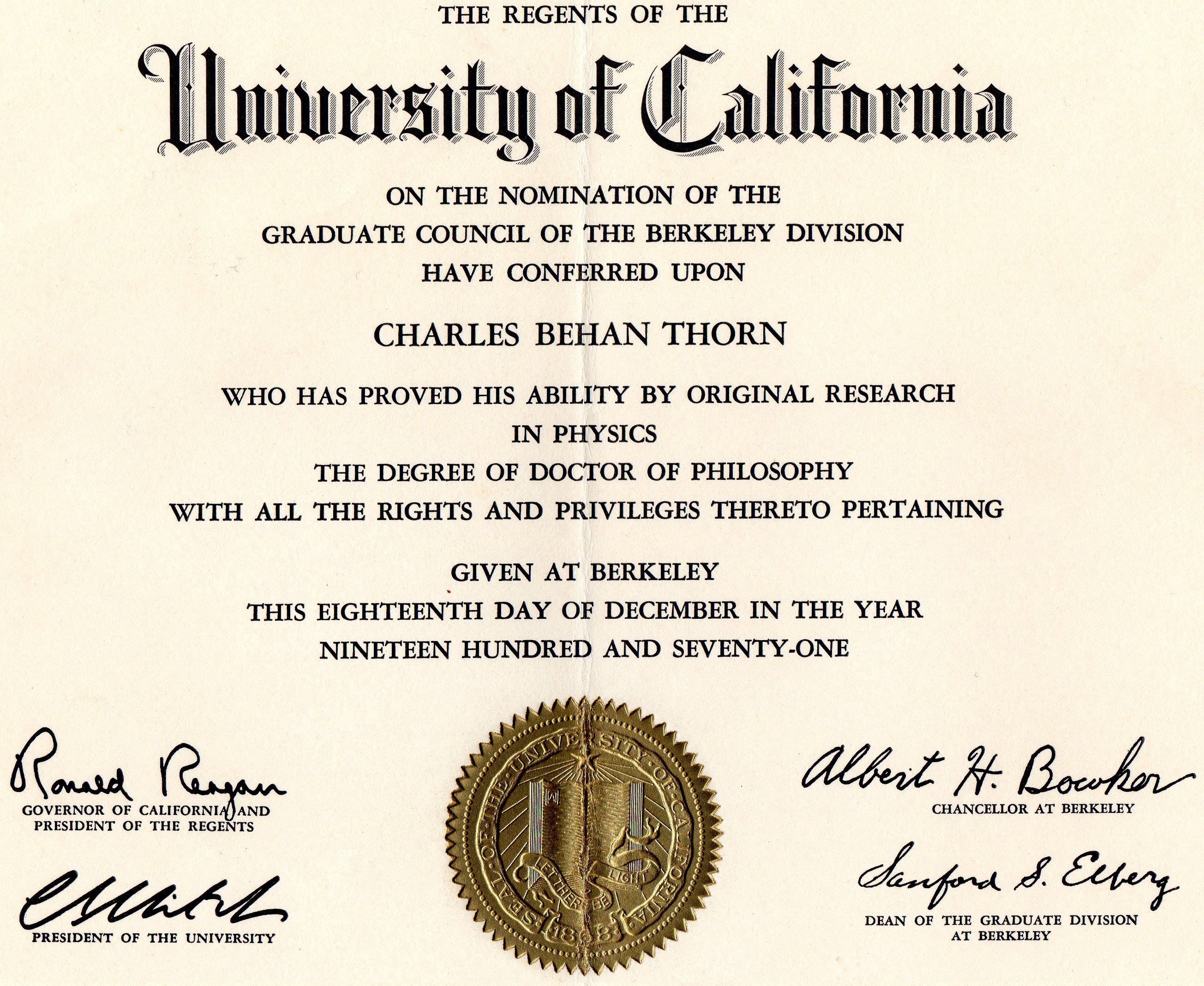 Curriculum Vitae, C. B. Thorn