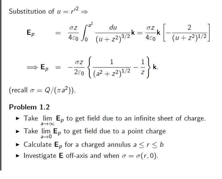 Electric field of a charged disc