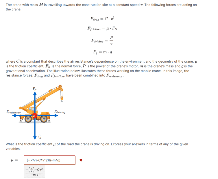 Forces acting on a moving crane