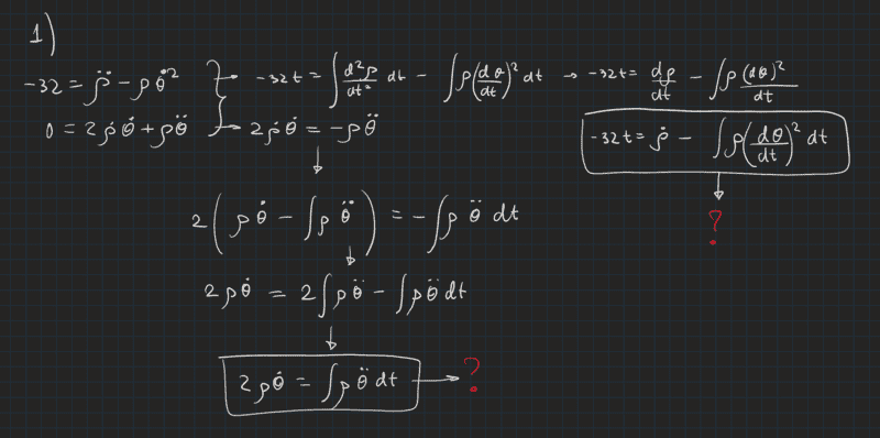 Integration of acceleration in polar coordinates